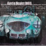 MARKUS HAUB (b.1972) MIXED MEDIA ON CANVAS ?Austin Healey 100S? Signed, titled to gallery label