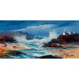 FERNANDO GOYAN (b.1959) ACRYLIC ON BOARD ?Stormy Tide II? Signed, titled to label verso 7 ½? x 15 ½?