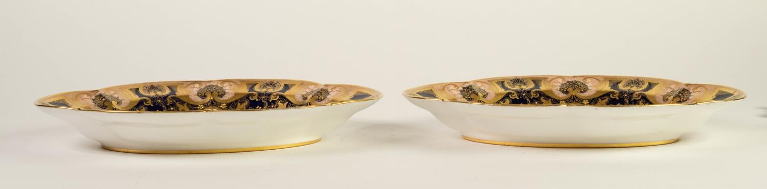 PAIR OF ROYAL WORCESTER CHINA DESSERT BOWLS, OVAL AND LOBATED, SIGNED AND PAINTED BY R. SEBRIGHT - Image 2 of 4