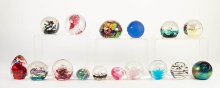 COLLECTION OF SIXTEEN MODERN GLASS PAPERWEIGHTS, including SIX SELKIRK example, TUFFOLO, VENETIAN