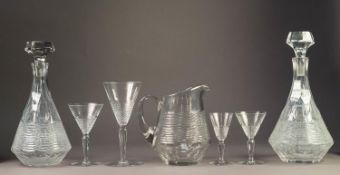 WEBB CORBETT TWENTY FOUR PIECE TABLE SERVICE OF CONICAL STEMMED DRINKING GLASSES FOR SIX PERSONS,