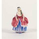RARE ROYAL DOULTON SMALL CHINA FIGURE, GOODY TWO SHOES M80, in blue and pink dress, circa 1938 - 49,