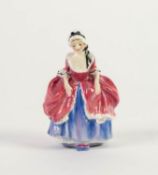 RARE ROYAL DOULTON SMALL CHINA FIGURE, GOODY TWO SHOES M80, in blue and pink dress, circa 1938 - 49,