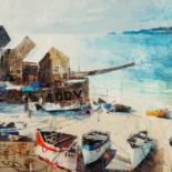 TOM BUTLER (MODERN) ARTIST SIGNED LIMITED EDITION COLOUR PRINT ?Reflections, Sennen Cove?, (75/195),