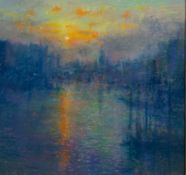 NORMAN SMITH (MODERN) PASTEL Sunset Riverscape Signed 15? X 16? (38.1cm x 40.6cm) C/R- good