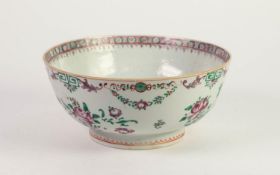 EARLY NINETEENTH CENTURY CHINESE FAMILLE ROSE ENAMELLED PORCELAIN BOWL, of steep sided, footed form,