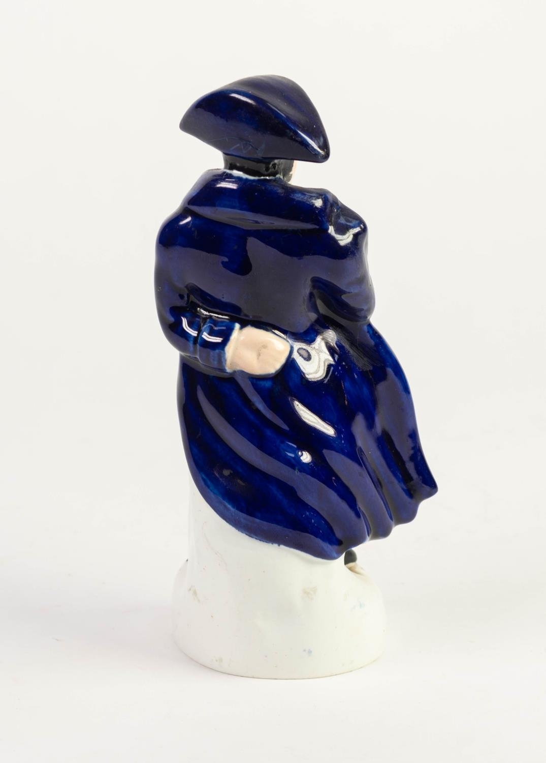 19th CENTURY STAFFORDSHIRE PORCELAIN FIGURE OF NAPOLEON, holding a field telescope, brightly - Image 2 of 2