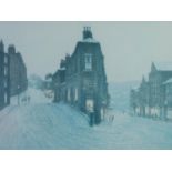 BOB RICHARDSON TWO ARTIST SIGNED COLOUR PRINTS Hebden Bridge Street in Snow 14 ¾? x 19 ½? (37.5cm