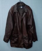 GENTS BROWN LEATHER ?LAKELAND? JACKET, size 48, together with a BEN SHERMAN BLACK LEATHER JACKET,