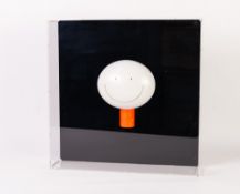 DOUG HYDE (b.1972) WALL MOUNTED COLOURED RESIN SCULPTURE IN CLEAR PERSPEX CASE ?The Smile?, no