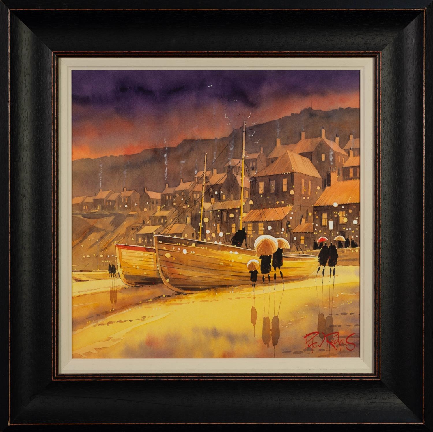 PETER J. RODGERS (MODERN) WATERCOLOUR DRAWING ?Dusk? Signed, titled to gallery label verso 15 ½? x - Image 2 of 2