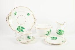 VICTORIAN CHINA TEA SET FOR TWELVE PERSONS with bucket shaped cups, a pair of cake plates (c/r one