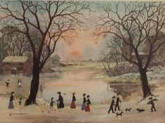HELEN BRADLEY ARTIST SIGNED COLOUR PRINT Oh What a Beautiful Winter?s Day Signed and with blindstamp