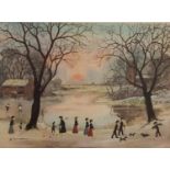 HELEN BRADLEY ARTIST SIGNED COLOUR PRINT Oh What a Beautiful Winter?s Day Signed and with blindstamp