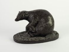 JEANNE RYNHART (1946-2020) BRONZED RESIN SCULPTURE Bear and cub Incised signature to base 5 ½? (