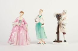 TWO ROYAL DOULTON WILLIAMSBURG CHINA FIGURES, viz The Wigmaker, HN 2239 (c/r good) and The