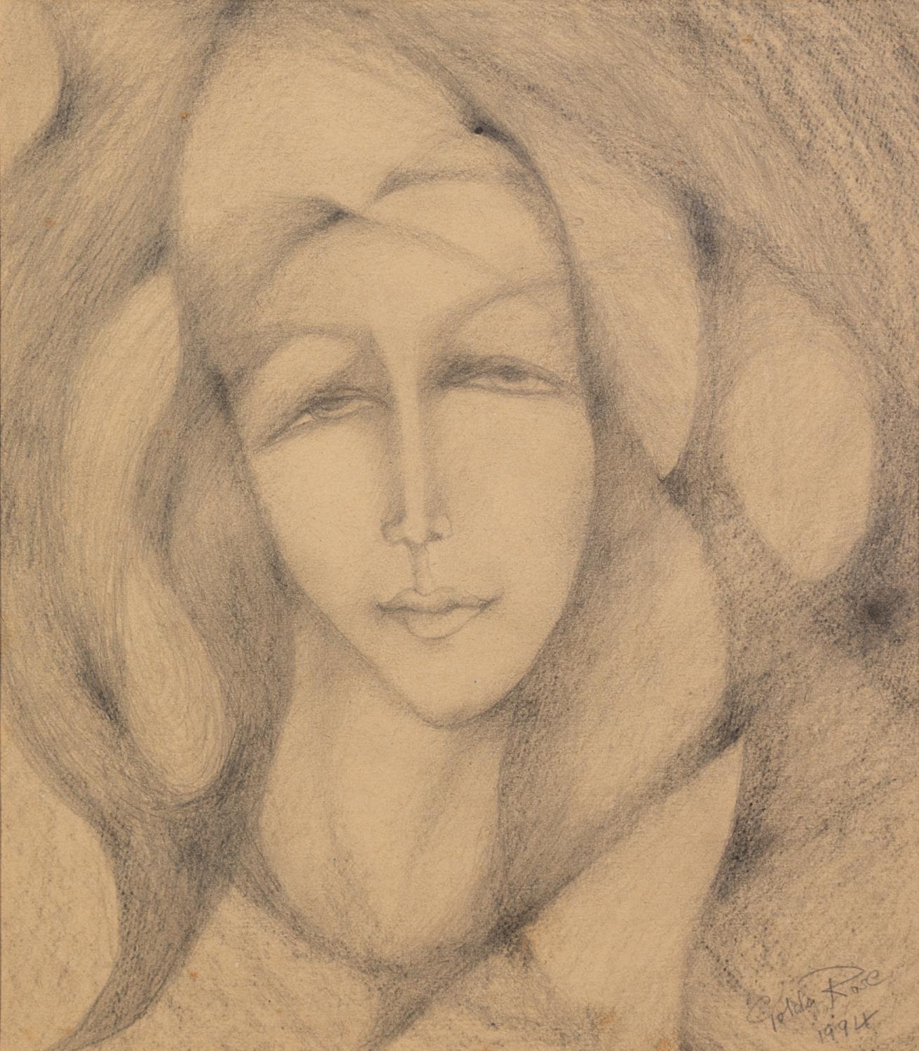 GOLDA ROSE (1921-2016) THREE PENCIL FEMALE FACE PORTRAITS ?Innocence? ?Mystique? Signed and dated - Image 3 of 3