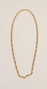 9ct GOLD CHAIN NECKLACE with long and short flattened curb pattern links 21 1/4" (54cm) long, 13gms