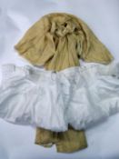 EDWARDIAN INFANT'S LINED, CREAM FLANNELETTE OUTDOOR OVER GARMENT, the deep collar and attached