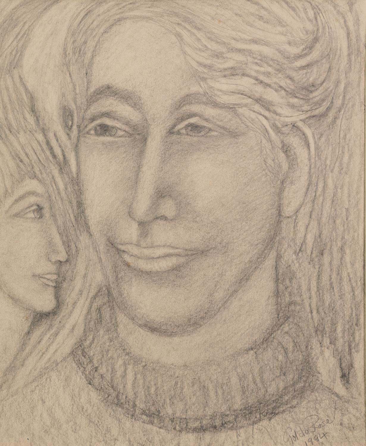 GOLDA ROSE (1921-2016) THREE PENCIL FACE PORTRAITS ?Searching? ?Adoration? Signed and dated 1991 and - Image 3 of 3