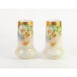 PAIR OF MORITZ ZDEKAUER, STARA ROLE, VIENNA, PORCELAIN VASES, each of slightly tapering, cylindrical