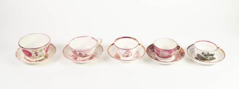 TEN PIECES OF NINETEENTH CENTURY SUNDERLAND LUSTRE TEA WARES, comprising: FOUR CUPS AND SAUCERS,