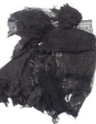 SIX VARIOUS VICTORIAN AND LATER BLACK LACE LARGE SHAWLS (6)