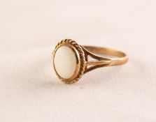 9ct GOLD RING, collet set with an oval opal, 1.6gms, ring size L/M