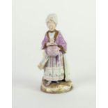 NINETEENTH CENTURY MEISSEN PORCELAIN FIGURE OF A LADY, painted in colours and gilt and modelled