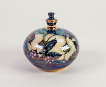 ALVIN F. IRVING, LANCASTER POTTERY LUSTRE GLAZED SCENT BOTTLE AND STOPPER, of compressed form