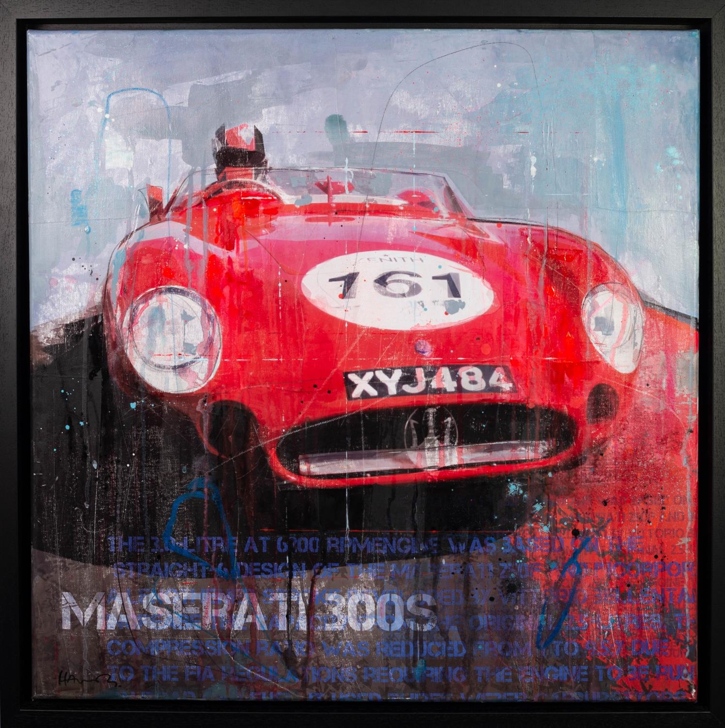 MARKUS HAUB (b.1972) MIXED MEDIA ON CANVAS ?Maserati 300S? Signed, titled to gallery label verso - Image 2 of 2