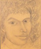GOLDA ROSE (1921-2016) PENCIL DRAWING ON COLOURED PAPER head portrait, boy with curly hair Signed