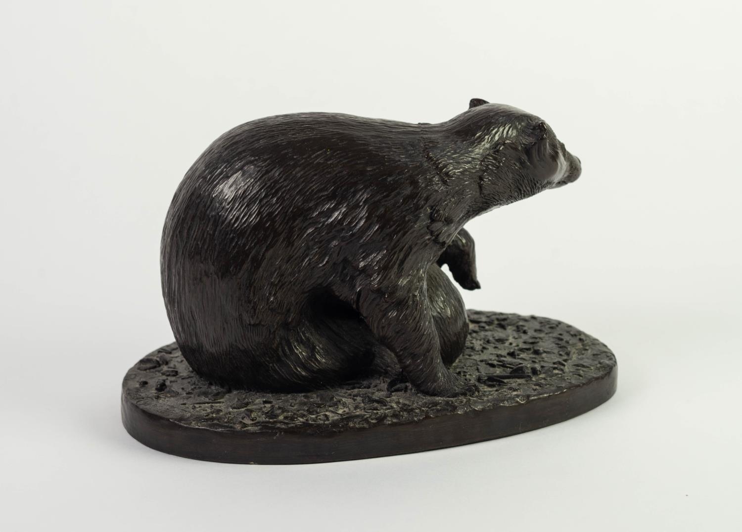 JEANNE RYNHART (1946-2020) BRONZED RESIN SCULPTURE Bear and cub Incised signature to base 5 ½? ( - Image 2 of 3