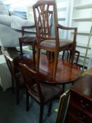 REGENCY STYLE MAHOGANY DINING ROOM SUITE OF 8 PIECES, COMPRISING; 6 CHAIRS (4+2), A D-END