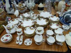 ROYAL ALBERT CHINA ?OLD COUNTRY ROSES? DINNER AND TEA SERVICE, TOGETHER WITH A LARGE OBLONG TRAY, AN