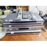 SONY METALLIC SILVER CASED COMPACT DISC PLAYER, WITH BOOKLET, TOGETHER WITH MATHING DVD RECORDER AND