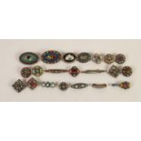 TWENTY ONE VINTAGE ITALIAN MICRO MOSIAC BROOCHES OF FLORAL PATTERN  various shapes and sizes