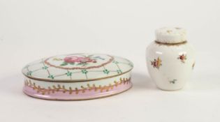 PORCELAINE ROYALE, CONTINENTAL PORCELAIN OVAL TRINKET BOX AND COVER, printed and painted with