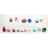 COLLECTION OF SIXTEEN MODERN GLASS PAPERWEIGHTS, including SIX SELKIRK example, TUFFOLO, VENETIAN