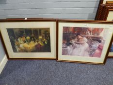 FIVE COLOUR PRINTS TO INCLUDE;  'QUIET AFTERNOON' BY FERNAND TOUISSANT 'THE DINNER PARTY' BY JULIE