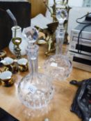 PAIR OF VICTORIAN GLOBE AND SHAFT SHAPE GLASS DECANTERS