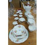 STANLEY BONE CHINA COFFEE SET FOR 6 PERSONS, 15 PIECES WITH MAROON AND GILT FOLIATE BANDS,