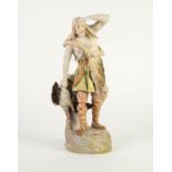TWENTIETH CENTURY AUSTRIAN PORCELAIN FIGURE, painted in colours and modelled as a NORDIC HUNTER WITH