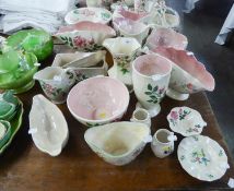 SEVENTEEN PIECES OF MALING MOTHER OF PEARL LUSTRE GLAZED POTTERY DECORATED WITH FLOWERS,
