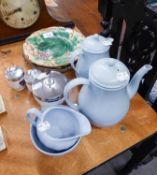 MIXED LOT OF CERAMICS AND GLASS, including; NINETEENTH CENTURY WEDGWOOD MAJOLICA PLATE, MOULDED WITH