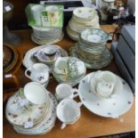 GOOD SELECTION OF CHINA TEA WARES BUT WITH FEW CUPS, TO INCLUDE MANY MATCHING SIDE AND OTHER PLATS