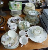 GOOD SELECTION OF CHINA TEA WARES BUT WITH FEW CUPS, TO INCLUDE MANY MATCHING SIDE AND OTHER PLATS