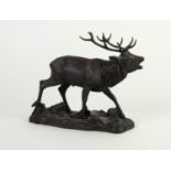 TOM MACKIE FOR HEREDITIES BRONZED RESIN SCULPTURE Modelled as a bellowing stag Incised signature