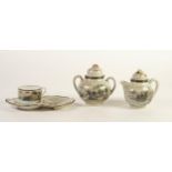 THIRTEEN PIECE JAPANESE EGGSHELL CHINA PART TEA SERVICE, NOW SUITABLE FOR FIVE PERSONS, painted with