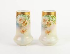 PAIR OF MORITZ ZDEKAUER, STARA ROLE, VIENNA, PORCELAIN VASES, each of slightly tapering, cylindrical